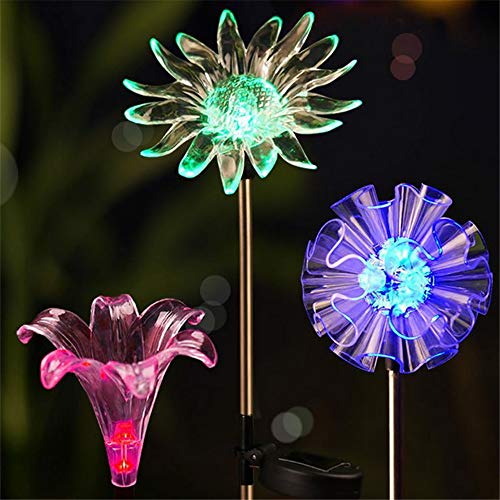 Ulalaza Garten Solarleuchten Mehrfarbig wechselnde LED-Blumenpfahl Licht Dekorative Landschaft Rasen Hof Außenleuchten von Ulalaza