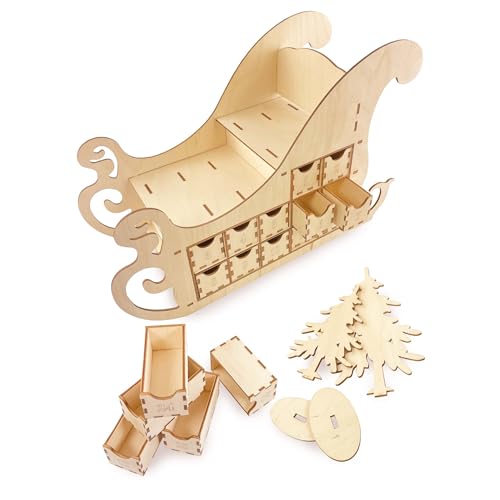 Ulanik Adventskalender Schlitten, Spielzeug ab 3 Jahre, Holz Baufigur mit Schachteln — 24 stück Ulanik Adventskalender Schlitten, Spielzeug ab 3 Jahre, Holz Baufigur mit Schachteln — 24 stück von Ulanik