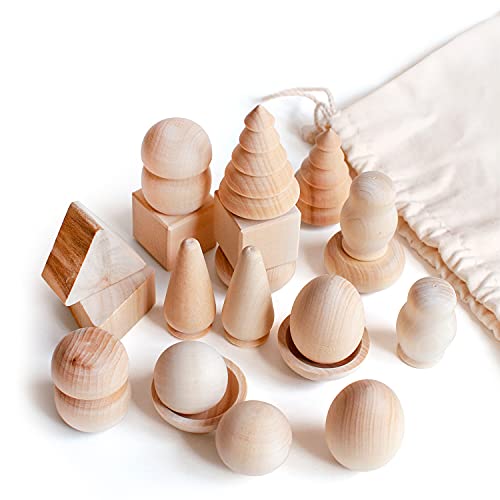 Ulanik Wunderbare Tasche Montessori Spielzeug ab 3 Jahre Unfertig Holzfiguren Sensorik Holzspiele zum Formsortierung, Zählen Lernen und Basteln Holz DIY — 20 St von Ulanik