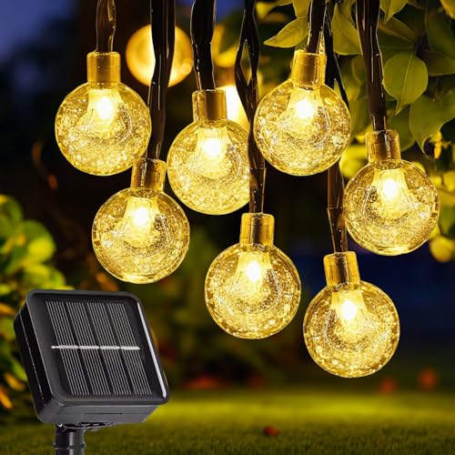 Ulanox Solar Lichterkette Aussen 7M 50 LED Lichterkette Solar 8 Modi LED Glühbirnen Lichterkette IP65 Wasserdicht Außen Innen Weihnachten Lichterketten für Zimmer Garten Party Balkon Warmweiß Dekor von Ulanox