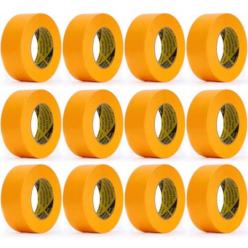Ulawellor 12 x Rollen Goldband Klebeband 30 mm Kreppband Malerband,Abklebeband Maler,Malerpapier Klebeband für Maler und Lackierer,Dekorative Autolackierung von Ulawellor