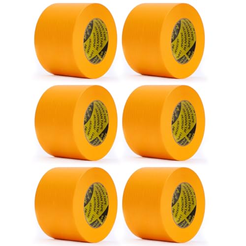 Ulawellor 6 Rollen Abklebeband Maler Klebeband,Goldband Klebeband Malerkrepp,UV Beständiges,Leicht Abnehmbar Abklebeband(50mm x 30m) von Ulawellor