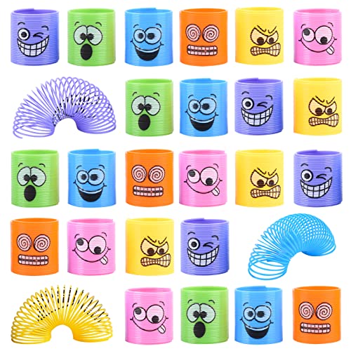Ulikey 24 Stücke Party Mitgebsel Regenbogen Spielzeug, Spirale Spielzeug Regenbogenkreis, Kindergeburtstag Gastgeschenke Regenbogenspirale für Kinder Spielzeug Lernspielzeug, Verschiedene Emojis von Ulikey