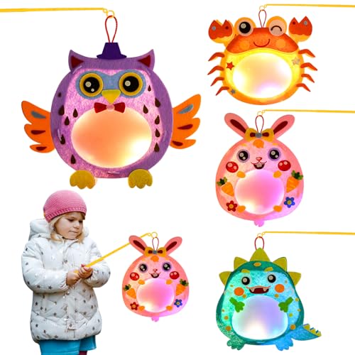 Ulikey 4 Stück Laternen Bastelset für Kinder, Laterne St Martin mit Laternenstab & Led Licht, Lampions Tier Laterne Basteln Set Kreativset für Junge Mädchen (Eule, Kaninchen, Krabbe, Dinosaurier) Ulikey 4 Stück Laternen Bastelset für Kinder, Laterne St Martin mit Laternenstab & Led Licht, Lampions Tier Laterne Basteln Set Kreativset für Junge Mädchen (Eule, Kaninchen, Krabbe, Dinosaurier) von Ulikey