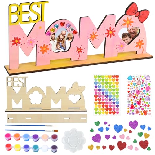 Ulikey Mama Papa Geschenk, Papa und Mama Holzbuchstaben Bastelset, Beste Mama Papa Bilderrahmen Holz, Geschenke zum Muttertag Vatertag Geburtstag Weihnachten Thanksgiving für Mutter und Vater (MAMA) von Ulikey