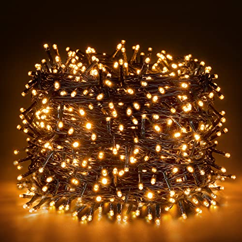 Ulinek 100M 1000LED Lichterkette Weihnachtsbaum Strombetrieben Weihnachtsbeleuchtung außen warmweiß LED Lichterkette außen wasserdicht mit 8 Modi für Weihnachten Baum Haus Balkon Garten Hochzeit Party von Ulinek