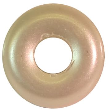 Großlochperle aus Glas, in Perlmut Schneeweiß zu 100g verpackt (ca. 67 Stk.). Außen-Ø ca. 13,5mm, Innen-Ø ca. 5mm - ca. 6mm tief/breit. von Ullmannglass