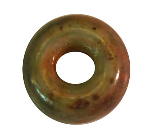 Großlochperle aus Glas, in opalgrün-braun irisierend zu 100g verpackt (ca. 66 Stk.). Außen-Ø ca. 13,5mm, Innen-Ø ca. 5mm - ca. 6mm tief/breit. von Ullmannglass