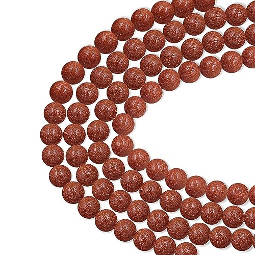 180 Stück 6 mm runde synthetische goldene Sandsteinperlen für Schmuckherstellung DIY Handwerk Design mit 10 m Stretchschnur von Uloveido