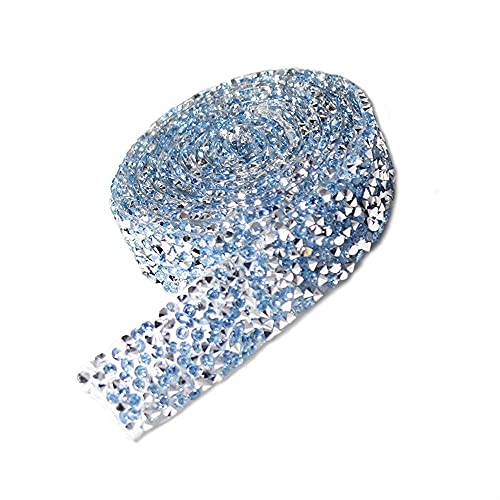 91 cm x 3 cm Kristall-Strass-Diamant-Glitzer-Schleifenband, Banding-Gürtel für Hochzeitstorten, Geburtstage, Bastelarbeiten, Dekorationen (hellblau) von Uloveido