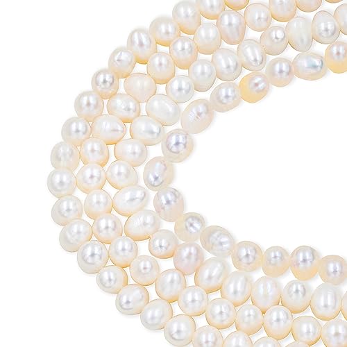 Süßwasserperlen zum Selbermachen für Armbänder, Halsketten, Schmuckherstellung, mit 10 m elastischer Schnur (Perle, 6 mm), 180 Stück von Uloveido