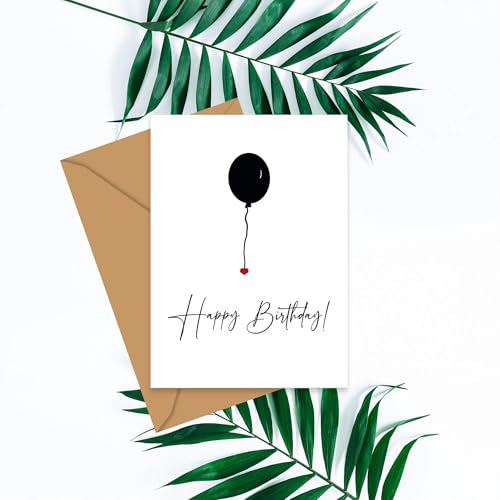 Klappkarte Happy Birthday Ballon - Karte zum Geburtstag, Geschenk Karte, Gratulation, Wünsche. Glückwunschkarte A6, Set:Einzel von Ulrike Wathling
