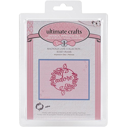 Ultimate Crafts Stanzschablone, rosafarbener Rahmen, Metall, Schwarz, 8.4x8.6x0.1 cm von Ultimate Crafts