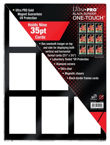 Ultra PRO – ONE-Touch 9-Karten-Vitrine mit schwarzem Rand, zum Präsentieren und Schützen (Standardgröße) Für bewertete Baseballkarten, Fußballkarten, mit Magnetverschluss und UV-beständig von Ultra Pro