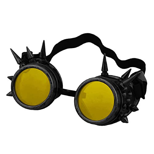 Ultra Schwarz mit Gelben Linsen Spike Steampunk Brille Steam Punk Herren Damen Brille Cyber Pilot Brille Punk Damen Zubehör Rave Brille Schweißbrille Flying Rustic Brille Steam Punk Brille Ultra Schwarz mit Gelben Linsen Spike Steampunk Brille Steam Punk Herren Damen Brille Cyber Pilot Brille Punk Damen Zubehör Rave Brille Schweißbrille Flying Rustic Brille Steam Punk Brille von UltraByEasyPeasyStore