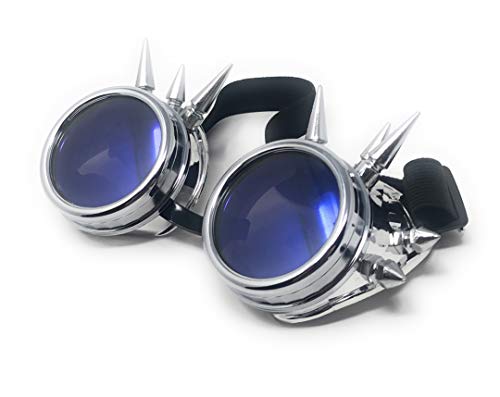 Ultra Silber mit Blauen Linsen Spike Steampunk Brille Herren Damen Cyber Brille Viktorianisch Punk Schweißen Cosplay Brille Goth Rustikale Niete Runde Brille Fliegende Brille Fancy Dress Ultra Silber mit Blauen Linsen Spike Steampunk Brille Herren Damen Cyber Brille Viktorianisch Punk Schweißen Cosplay Brille Goth Rustikale Niete Runde Brille Fliegende Brille Fancy Dress von UltraByEasyPeasyStore
