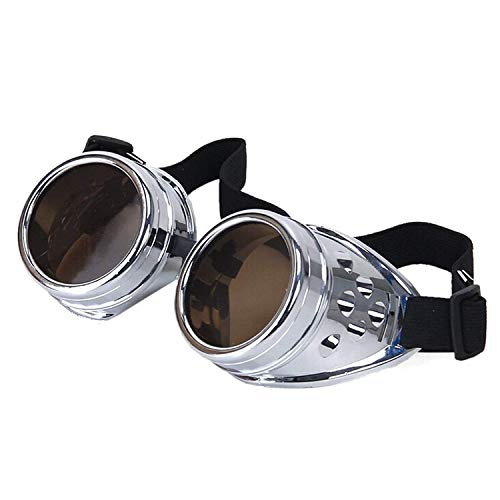Ultra Silber Steampunk-Brille Mit Braunen Gläsern - Herren Damen Cyber-Gase Viktorianisches Punk-Schweißen Cosplay-Brille Goth Rustikale Niete Runde Fliegende Kostüm-Pilotenbrille Ultra Silber Steampunk-Brille Mit Braunen Gläsern - Herren Damen Cyber-Gase Viktorianisches Punk-Schweißen Cosplay-Brille Goth Rustikale Niete Runde Fliegende Kostüm-Pilotenbrille von UltraByEasyPeasyStore