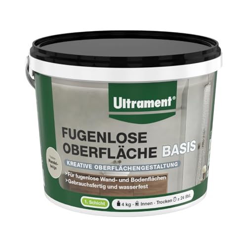 Ultrament Fugenlose Oberfläche - Basis Mandelbeige 4 kg – Kreative Oberflächengestaltung für fugenlose Wand- und Bodenflächen, gebrauchsfertig und wasserfest von Ultrament