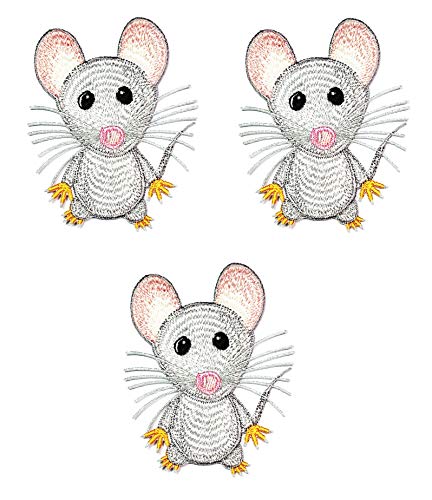 Umama Aufnäher Bügelbild, Motiv: niedliche graue Maus, zum Aufnähen oder Aufbügeln, Ratten, Haustier, Cartoon, bestickt, für dekorative Reparatur, Handwerk, Kostüm, Belohnung, Geschenk, 3 Stück Umama Aufnäher Bügelbild, Motiv: niedliche graue Maus, zum Aufnähen oder Aufbügeln, Ratten, Haustier, Cartoon, bestickt, für dekorative Reparatur, Handwerk, Kostüm, Belohnung, Geschenk, 3 Stück von Umama