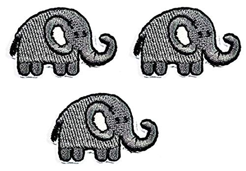 Umama Mini-Aufnäher zum Aufbügeln, Motiv: niedlicher Elefant, Cartoon, Retro, lustig, bestickt, zum Aufbügeln, für Rucksäcke, Jeans, Jacken, T-Shirts, Kleidung, 3 Stück von Umama
