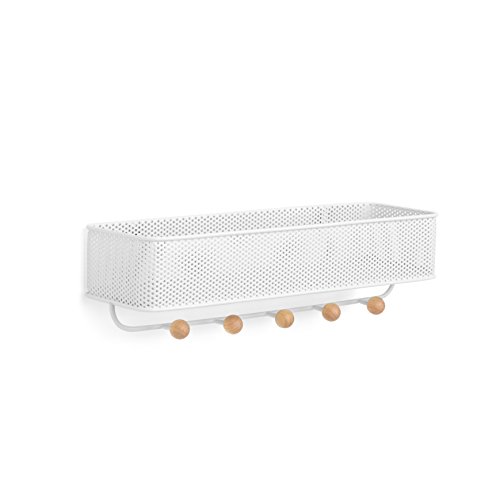 Umbra Estique Schlüsselbrett mit Briefablage, Multifunktionaler Wand Organizer mit 5 Haken, Weiss, Klein Umbra Estique Schlüsselbrett mit Briefablage, Multifunktionaler Wand Organizer mit 5 Haken, Weiss, Klein von Umbra