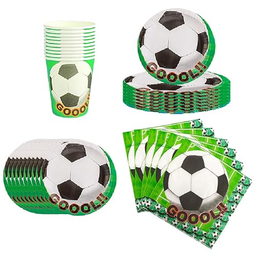 Kinder Geburtstagsparty Tischset für 10 Gäste, inklusive 10 Pappteller, 10 Becher und 20 Servietten mit Fußball-Motiv Kinder Geburtstagsparty Tischset für 10 Gäste, inklusive 10 Pappteller, 10 Becher und 20 Servietten mit Fußball-Motiv von Umbrean