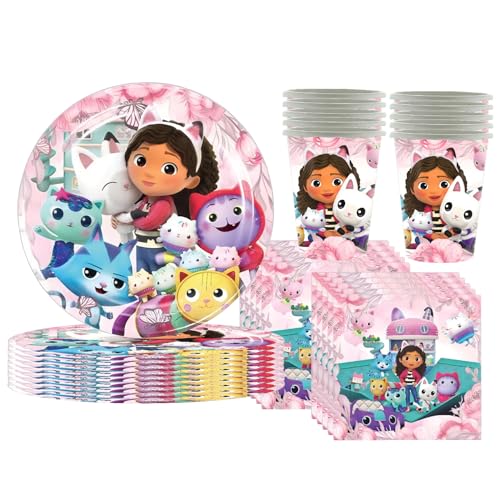 Kindergeburtstag-Partygeschirrset Gabby's mit 10 Tellern, 10 Bechern und 20 Servietten, DoIIhouse-Motiv Kindergeburtstag-Partygeschirrset Gabby's mit 10 Tellern, 10 Bechern und 20 Servietten, DoIIhouse-Motiv von Umbrean