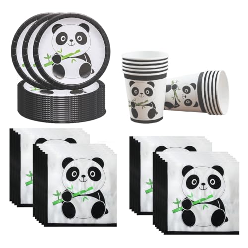 Kindergeburtstags-Tischset für 10 Gäste, bestehend aus 10 Papptellern, 10 Bechern und 20 Servietten mit Pandamotiv Kindergeburtstags-Tischset für 10 Gäste, bestehend aus 10 Papptellern, 10 Bechern und 20 Servietten mit Pandamotiv von Umbrean