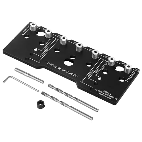 Umelee Bohrschablone für Regalstifte, System 32 mm, Verstellbare Regalstiftlehre zum Bohren von 7 Stück 6,35 mm Löchern, Bohrlehre, Bohrführung aus Aluminiumlegierung für Regale, Schränke Umelee Bohrschablone für Regalstifte, System 32 mm, Verstellbare Regalstiftlehre zum Bohren von 7 Stück 6,35 mm Löchern, Bohrlehre, Bohrführung aus Aluminiumlegierung für Regale, Schränke von Umelee