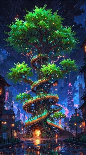 5D Diamond Art Painting,Abstract Tree City Diamond Painting Kits for Adults,DIY Round Full Drill Canvas Embroidery Cross Stitch,Diamond Arts Crafts Painting Pictures for Home Wall Decor 100x210cm 5D Diamond Art Painting,Abstract Tree City Diamond Painting Kits for Adults,DIY Round Full Drill Canvas Embroidery Cross Stitch,Diamond Arts Crafts Painting Pictures for Home Wall Decor 100x210cm von Umfarvt