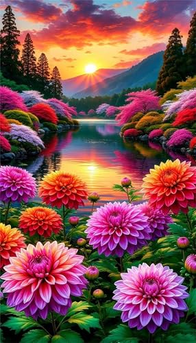 5D Diamond Art Painting,Chrysanthemum Lake Sunset Diamond Painting Kits for Adults,DIY Square Full Drill Canvas Embroidery Cross Stitch,Diamond Arts Crafts Painting Pictures for Home Decor 100x210cm 5D Diamond Art Painting,Chrysanthemum Lake Sunset Diamond Painting Kits for Adults,DIY Square Full Drill Canvas Embroidery Cross Stitch,Diamond Arts Crafts Painting Pictures for Home Decor 100x210cm von Umfarvt