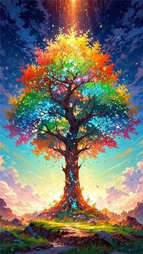 5D Diamond Art Painting,Colorful Tree of Life Diamond Painting Kits for Adults,DIY Round Full Drill Canvas Embroidery Cross Stitch,Diamond Arts Crafts Painting Pictures for Home Wall Decor 100x210cm 5D Diamond Art Painting,Colorful Tree of Life Diamond Painting Kits for Adults,DIY Round Full Drill Canvas Embroidery Cross Stitch,Diamond Arts Crafts Painting Pictures for Home Wall Decor 100x210cm von Umfarvt