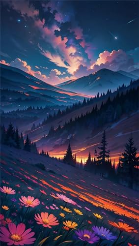 5D Diamond Art Painting,Daisy Field Night Diamond Painting Kits for Adults,DIY Square Full Drill Canvas Embroidery Cross Stitch,Diamond Arts Crafts Painting Pictures for Home Wall Decor 30x70cm von Umfarvt