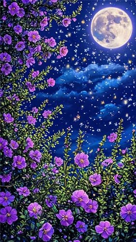5D Diamond Art Painting,Flower Moon Purple Diamond Painting Kits for Adults,DIY Round Full Drill Canvas Embroidery Cross Stitch,Diamond Arts Crafts Painting Pictures for Home Wall Decor 80x170cm 5D Diamond Art Painting,Flower Moon Purple Diamond Painting Kits for Adults,DIY Round Full Drill Canvas Embroidery Cross Stitch,Diamond Arts Crafts Painting Pictures for Home Wall Decor 80x170cm von Umfarvt
