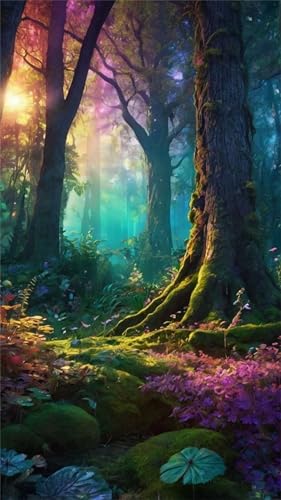 5D Diamond Art Painting,Jungle Plants Sunlight Diamond Painting Kits for Adults,DIY Square Full Drill Canvas Embroidery Cross Stitch,Diamond Arts Crafts Painting Pictures for Home Wall Decor 50x110cm von Umfarvt