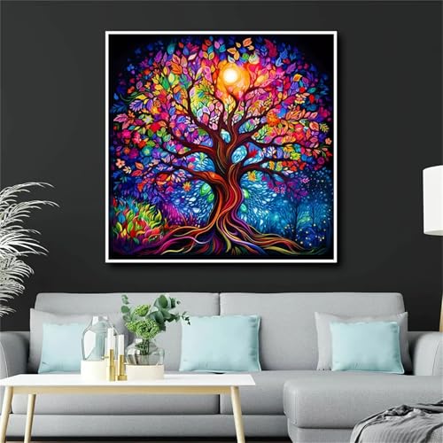 Umfarvt 5D Baum des Lebens Diamond Painting Erwachsene,Diamond Painting Bilder für Anfänger,DIY Square Drill Voller Kristall Strass Kreuzstich Malen Nach Zahlen Kits für Zuhause Dekor 90x90cm von Umfarvt