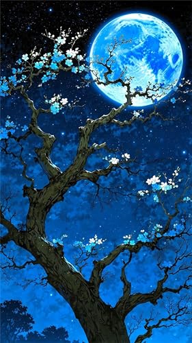 Umfarvt 5D Diamond Art Painting,Blue Moon Tree Diamond Painting Kits for Adults,DIY Round Full Drill Canvas Embroidery Cross Stitch,Diamond Arts Crafts Painting Pictures for Home Wall Decor 90x190cm Umfarvt 5D Diamond Art Painting,Blue Moon Tree Diamond Painting Kits for Adults,DIY Round Full Drill Canvas Embroidery Cross Stitch,Diamond Arts Crafts Painting Pictures for Home Wall Decor 90x190cm von Umfarvt