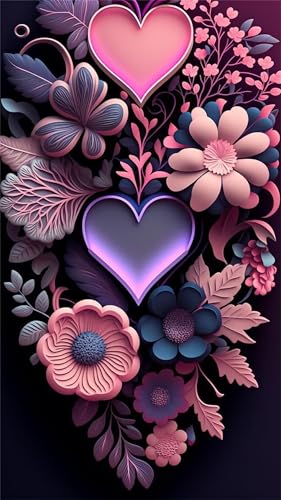 Umfarvt 5D Diamond Art Painting,Love Flowers Diamond Painting Kits for Adults,DIY Round Full Drill Canvas Embroidery Cross Stitch,Diamond Arts Crafts Painting Pictures for Home Wall Decor 60x130cm von Umfarvt