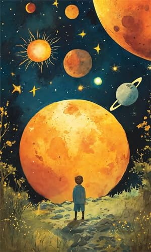 Umfarvt 5D Diamond Art Painting,Moon Planet Boy Diamond Painting Kits for Adults,DIY Round Full Drill Canvas Embroidery Cross Stitch,Diamond Arts Crafts Painting Pictures for Home Wall Decor 70x150cm von Umfarvt
