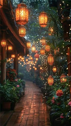 Umfarvt 5D Diamond Art Painting,Street Lantern Diamond Painting Kits for Adults,DIY Square Full Drill Canvas Embroidery Cross Stitch,Diamond Arts Crafts Painting Pictures for Home Wall Decor 40x90cm von Umfarvt