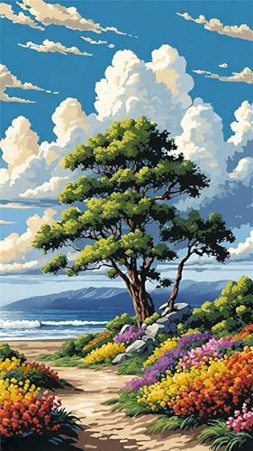 Umfarvt 5D Diamond Art Painting,Tree Sky Plant Diamond Painting Kits for Adults,DIY Square Full Drill Canvas Embroidery Cross Stitch,Diamond Arts Crafts Painting Pictures for Home Wall Decor 40x90cm von Umfarvt