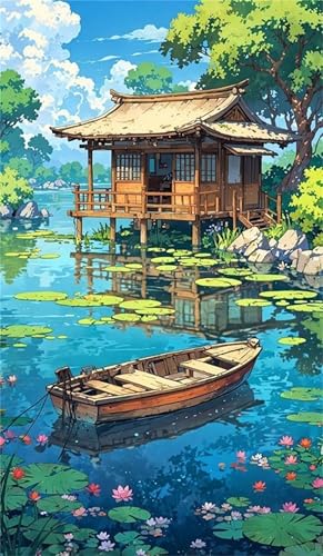 Umfarvt 5D Diamond Painting Erwachsene,Creek Bootshaus Diamant Painting Bilder für Anfänger,DIY Round Drill Voller Diamant Kunst Stickerei Kreuzstich Craft Set für Home Wand Décor 50x110cm Umfarvt 5D Diamond Painting Erwachsene,Creek Bootshaus Diamant Painting Bilder für Anfänger,DIY Round Drill Voller Diamant Kunst Stickerei Kreuzstich Craft Set für Home Wand Décor 50x110cm von Umfarvt