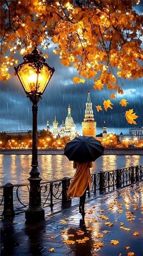 Umfarvt 5D Diamond Painting Kit,Stadt Herbst Regen Diamant Painting Bilder Kit für Erwachsene,DIY Square Full Drill Strass Stickerei Leinwand Painting Malen nach Zahlen Set für Home Décor 90x190cm Umfarvt 5D Diamond Painting Kit,Stadt Herbst Regen Diamant Painting Bilder Kit für Erwachsene,DIY Square Full Drill Strass Stickerei Leinwand Painting Malen nach Zahlen Set für Home Décor 90x190cm von Umfarvt