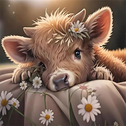 Umfarvt 5D Gänseblümchen Kuh Diamond Painting Erwachsene Kinder Diamant Painting Bilder,DIY Square Drill Diamant Kunst Malerei Stickerei Kreuzstich Set für Home Wand Dekor 100x100cm von Umfarvt