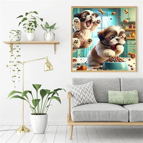 Umfarvt 5D Hund Tier Diamond Painting Erwachsene Kinder Diamant Painting Bilder,DIY Square Drill Diamant Kunst Malerei Stickerei Kreuzstich Set für Home Wand Dekor 50x50cm von Umfarvt