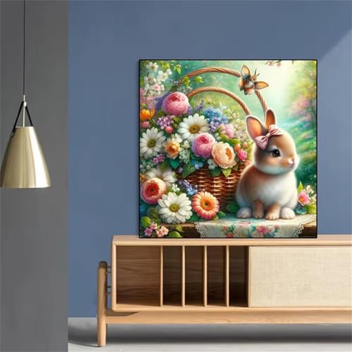 Umfarvt 5D Rabbit Plant Diamond Painting Kits for Adults Kids,DIY Square Full Drill Diamond Art Painting Kits,Canvas Embroidery diamond art Craft for Home Wall Decor 20x20cm von Umfarvt