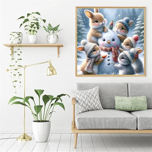 Umfarvt 5D Rabbit Snowman Diamond Painting Kits for Adults Kids,DIY Square Full Drill Diamond Art Painting Kits,Canvas Embroidery diamond art Craft for Home Wall Decor 80x80cm von Umfarvt