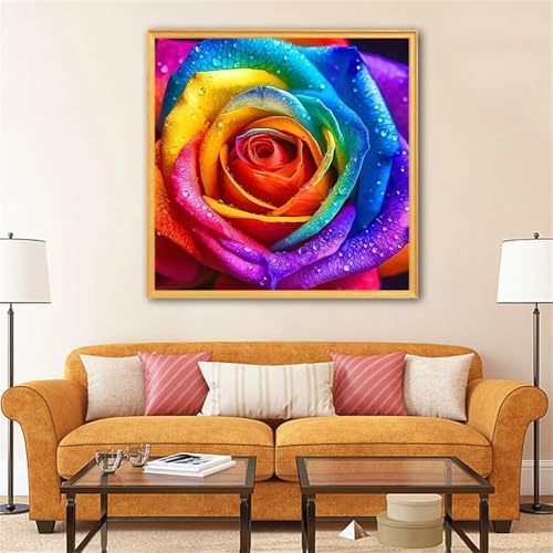 Umfarvt 5D Rosenfarbe Diamond Painting Erwachsene,Diamond Painting Bilder für Anfänger,DIY Round Drill Voller Kristall Strass Kreuzstich Malen Nach Zahlen Kits für Zuhause Dekor 50x50cm von Umfarvt