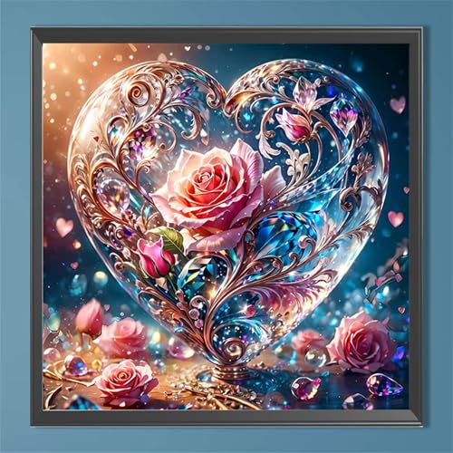 Umfarvt 5D Rosenliebe Diamond Painting Erwachsene Kinder Diamant Painting Bilder,DIY Square Drill Diamant Kunst Malerei Stickerei Kreuzstich Set für Home Wand Dekor 40x40cm von Umfarvt