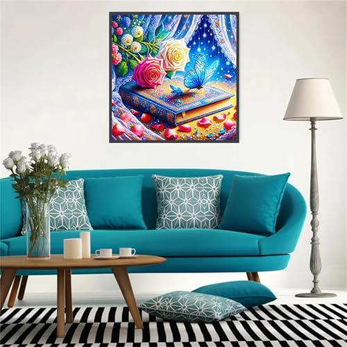Umfarvt 5D Rosenschmetterling Diamond Painting Erwachsene Kinder Diamant Painting Bilder,DIY Square Drill Diamant Kunst Malerei Stickerei Kreuzstich Set für Home Wand Dekor 80x80cm von Umfarvt